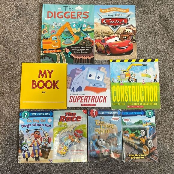 Lot of 9 truck, trains, and car books - Pixar cars, Thomas the Train, go dog go - Picture 1 of 16
